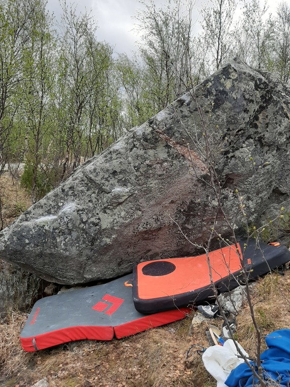 Two boulders by the pond