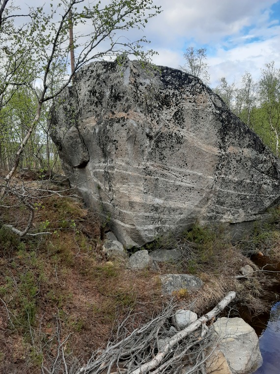 Two boulders by the pond